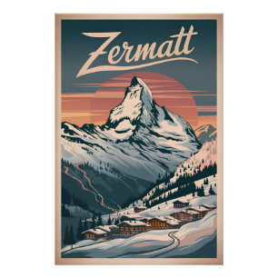 Pôster Zermatt Vintage