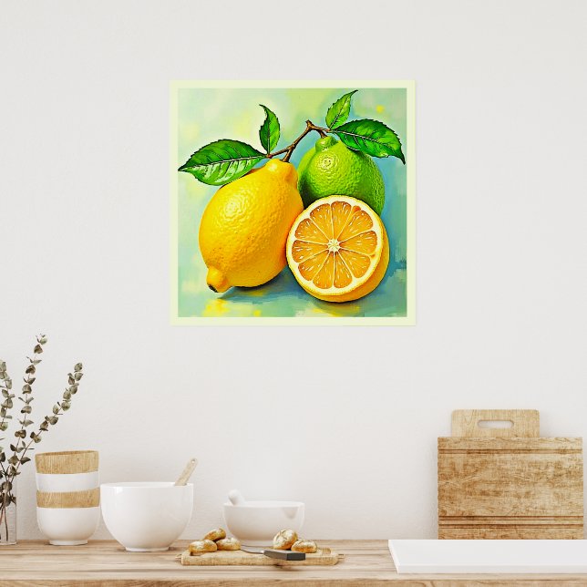 Poster Zesty Citrus Burst of Sunshine Design (Cozinha)