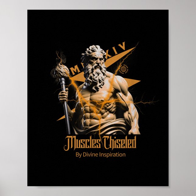 Poster Zeus Greek Gods Thunder Mythology Gym Fitness Moti (Frente)