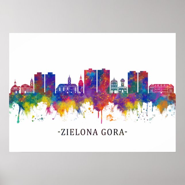 Poster Zielona Gora Polônia Skyline (Frente)