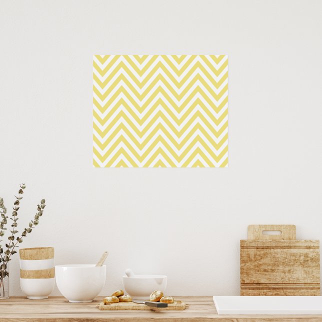 Poster Zigzag Amarelo, Chevron Amarelo, Padrão Geométrico (Cozinha)