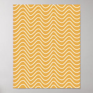 Poster Zigzag Amarelo do Padrão do Chevron Retroativo