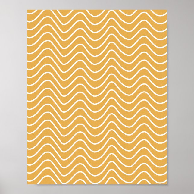 Poster Zigzag Amarelo do Padrão do Chevron Retroativo (Frente)