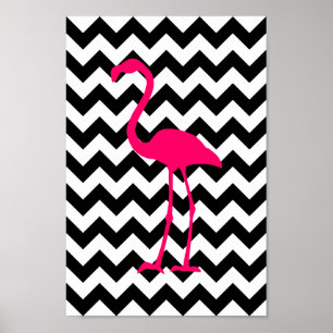 Poster Zigzag preto-e-branco, rosa-claro