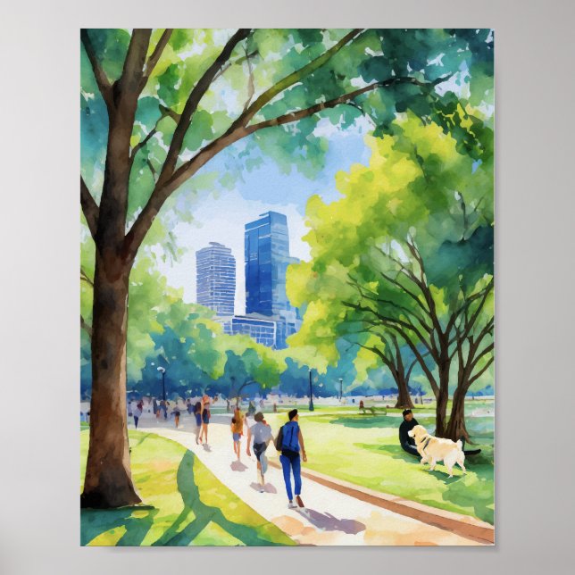 Poster Zilker Park Austin Texas Watercolor (Frente)