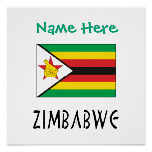 Pôster Zimbábue Bandeira Verde Personalizado