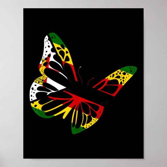 Poster Zimbábue Roots Butterfly Zimbabwe Flag Zimbábue (Frente)