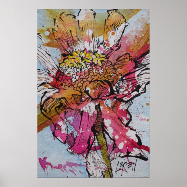 Poster Zínia em declínio 001 / Artista Larry Lerew (Frente)