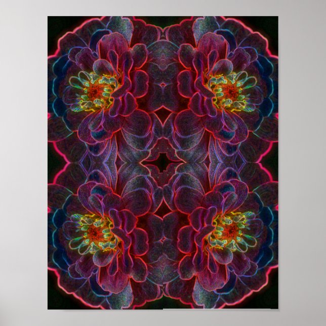 Poster Zinnia Fantasy Abstrato Flower Art (Frente)
