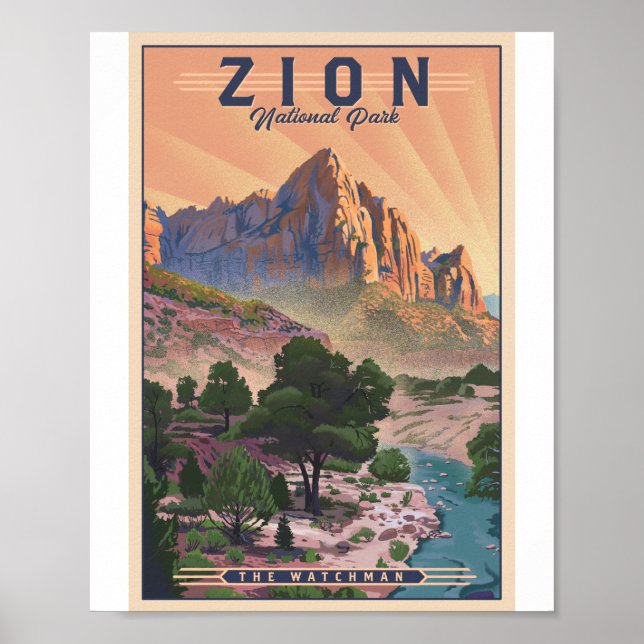 Poster Zion National Park Litho Trabalho de arte (Frente)