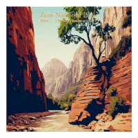 Zion National Park Utah A aquarela dos estreitos