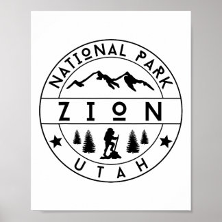 Poster Zion National Park Utah Hiker Nature Hiking Outdoo