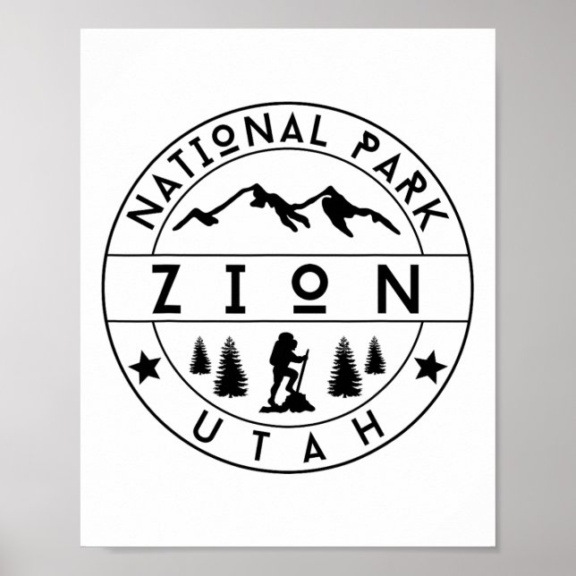 Poster Zion National Park Utah Hiker Nature Hiking Outdoo (Frente)