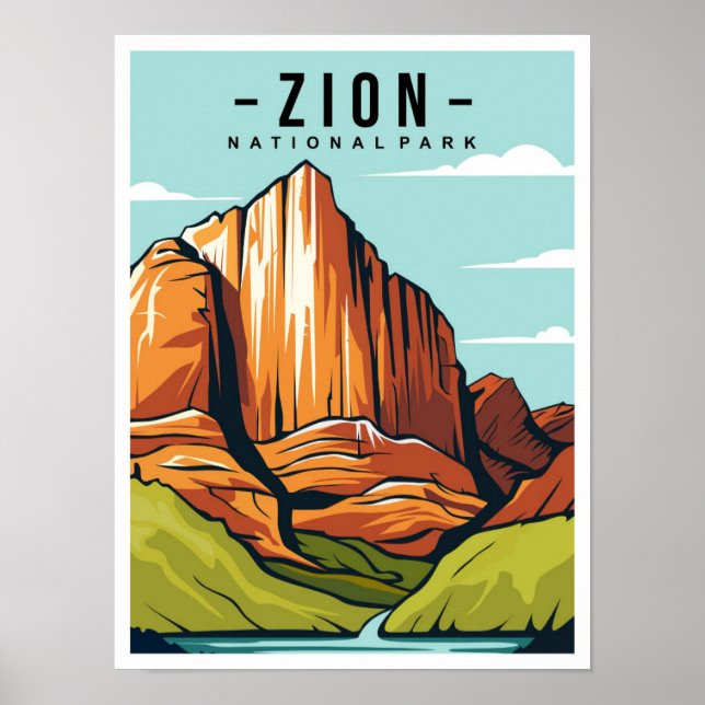 Poster Zion National Park Utah Travel Illustration (Frente)