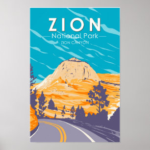 Poster Zion National Park Utah Zion Canyon Road Vintage