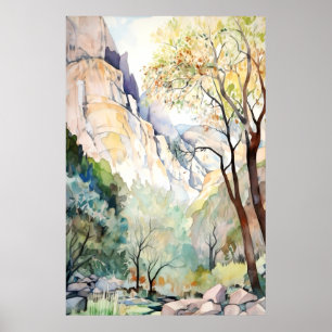 Poster Zion National Park Watercolor