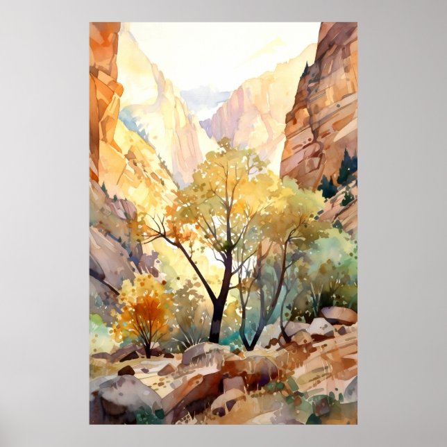 Poster Zion National Park Watercolor (Frente)