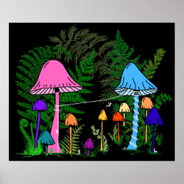 Poster Zipando Cogumelos Coloridos