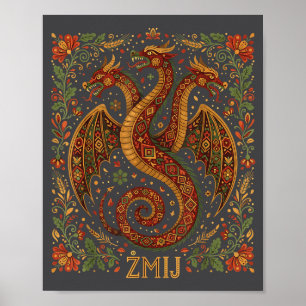Poster Zmij Dragão Eslavo Mitologia Pagã Arte Popular Ser