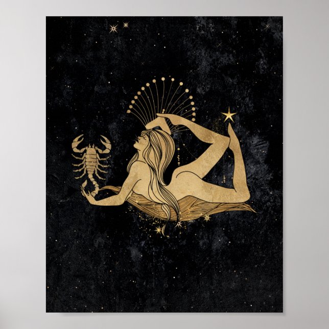 Poster Zodiac Goddese | Astrologia de Escorpião Cósmico D (Frente)