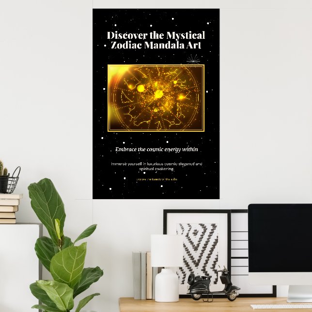 Poster Zodiac Mandala místico | Astrologia Celestial (Escritório em casa)
