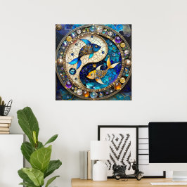 Poster Zodiac - Peixes Fish Yin e Yang