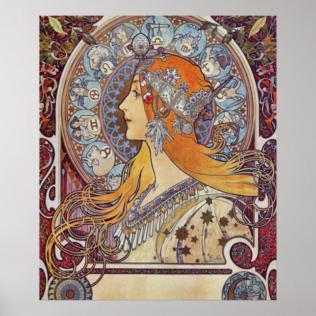 Poster Zodiac por Alphonse Mucha (Frente)