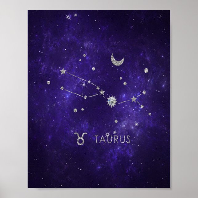 Poster Zodiac Purple Taurus | Astrologia Cósmica Horoscóp (Frente)