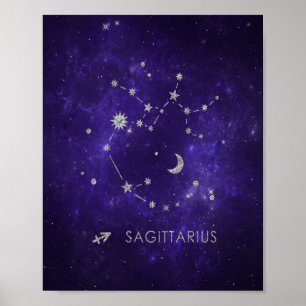 Poster Zodiac Roxo Sagittarius Astrologia Horóscopo
