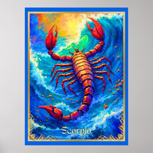 Poster Zodiac Sign Scorpio Emerging from Deep Waters (Frente)