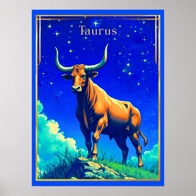 Poster Zodiac Sign Taurus Rooted in Earth and Sky (Frente)