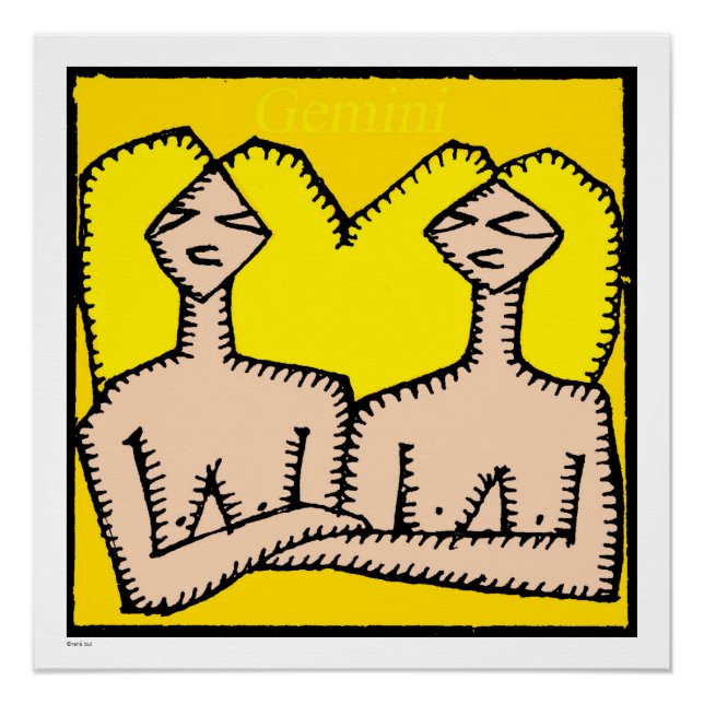 Pôster Zodiac Sinaliza Gemini Aniversário Perfeito Poster (Frente)