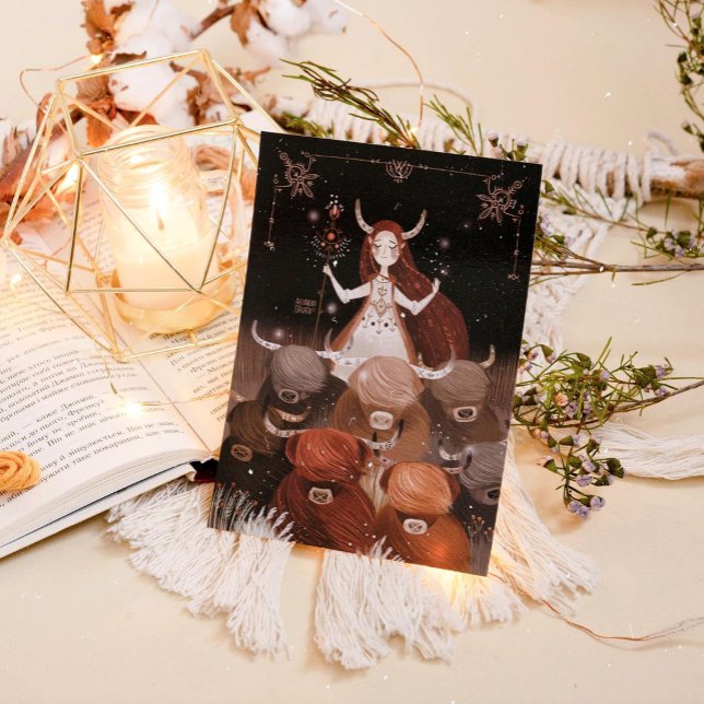 Pôster Zodiac Taurus por Alexandra Dikaia (The inner Taurus feels the warmth of the Earth with his soul. )