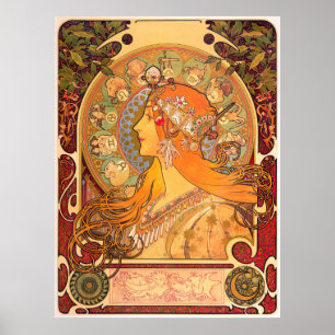 Poster Zodíaco, 1896 por Alphonse Mucha