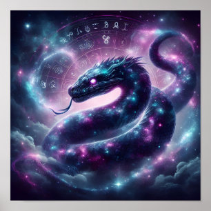 Poster Zodíaco da Galáxia da Serpente Cósmica Astrologia