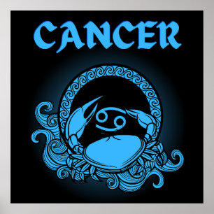 Poster Zodíaco Sombrio - Câncer Arte de Astrologia Medi