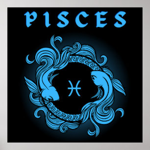 Poster Zodíaco Sombrio - Peixes Arte de Astrologia Medi