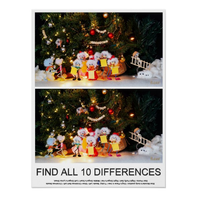 Pôster Zoekplaatje van 10 verschillen van de Kerstfubby's (Frente)