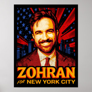 Poster Zohran Mamdani para prefeito de Nova York eleição