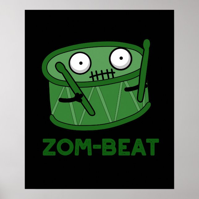 Poster Zom-beat Engraçado Tambor Zombie Escuro BG (Frente)