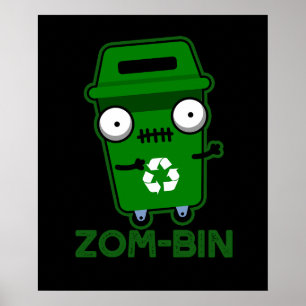 Poster Zom caixa Engraçado Zombie Caixa Lixo Escuro BG