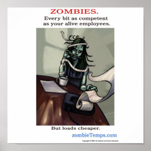 Pôster Zombi competente do local de trabalho