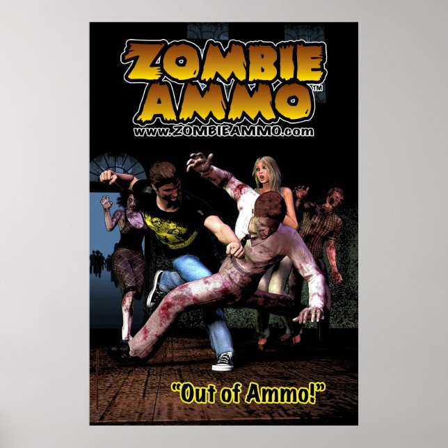 Pôster Zombie Ammo™ - "Out of Ammo!" (Frente)