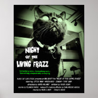Zombie Cat Horror Movie Poster, Verde 16 x 20