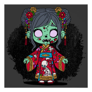 Pôster Zombie Chinês Bonito