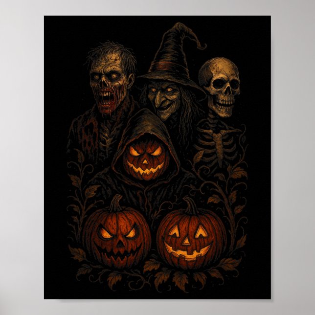 Poster Zombie da Bruxa Assustadora do Halloween (Frente)