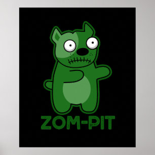 Poster Zombie Dia de as Bruxas engraçado Zombie Pun Dark