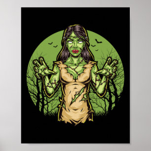 Poster Zombie divertida do Dia das Bruxas Assustadora Zom