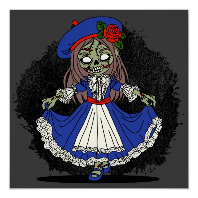 Pôster Zombie francês bonito (Frente)