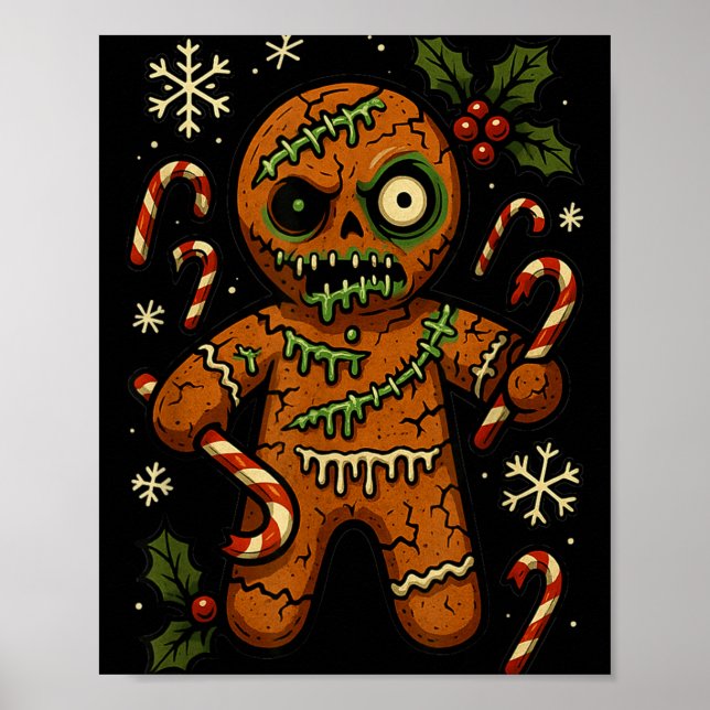 Poster Zombie Gingerbread Man Christmas Zombie T Shirt  (Frente)